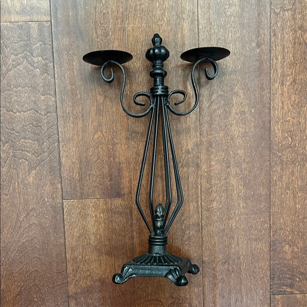 Black Metal Candle Holder, Leave Out All Year with Different Colored Candles